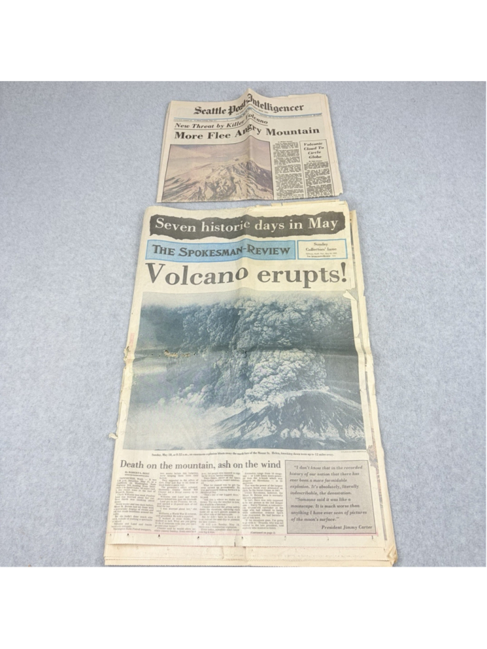 Vintage 1980 Mt St Helens Eruption Newspaper Lot Seattle Times Spokesman-Review